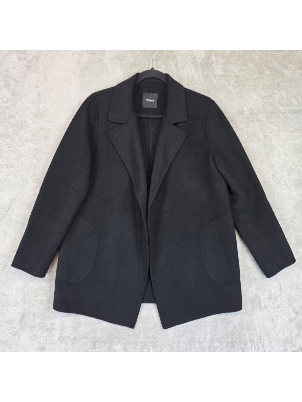 Theory Sileena New Divide 2 Coat Womens S Black Wool Cashmere Blend Open Front